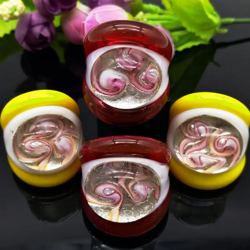 Опт 4 шт. разноцветные стеклянные кольца из муранского стекла 17 19 мм ободковые 2