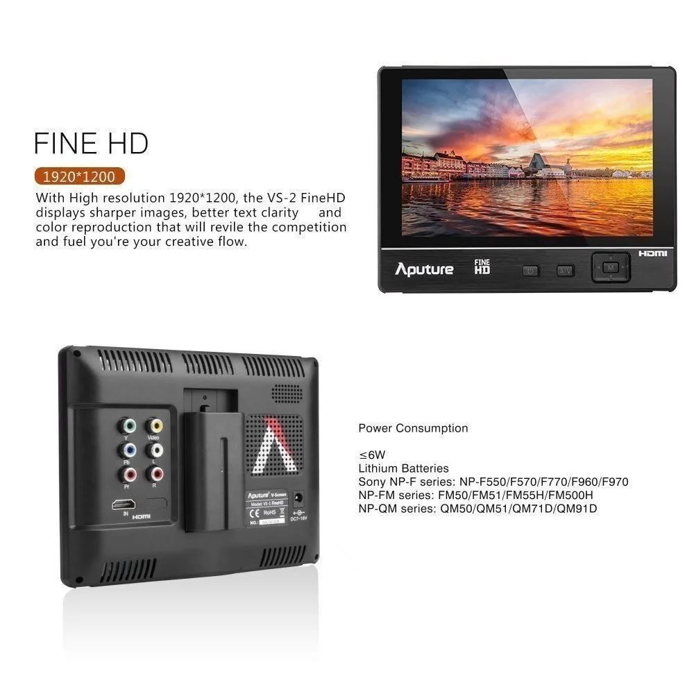 Aputure VS-2 FineHD lcd полевой Цифровой монитор 7 дюймов HD V-screen VS-2 FineHD для видеокамера регистратор DSLR