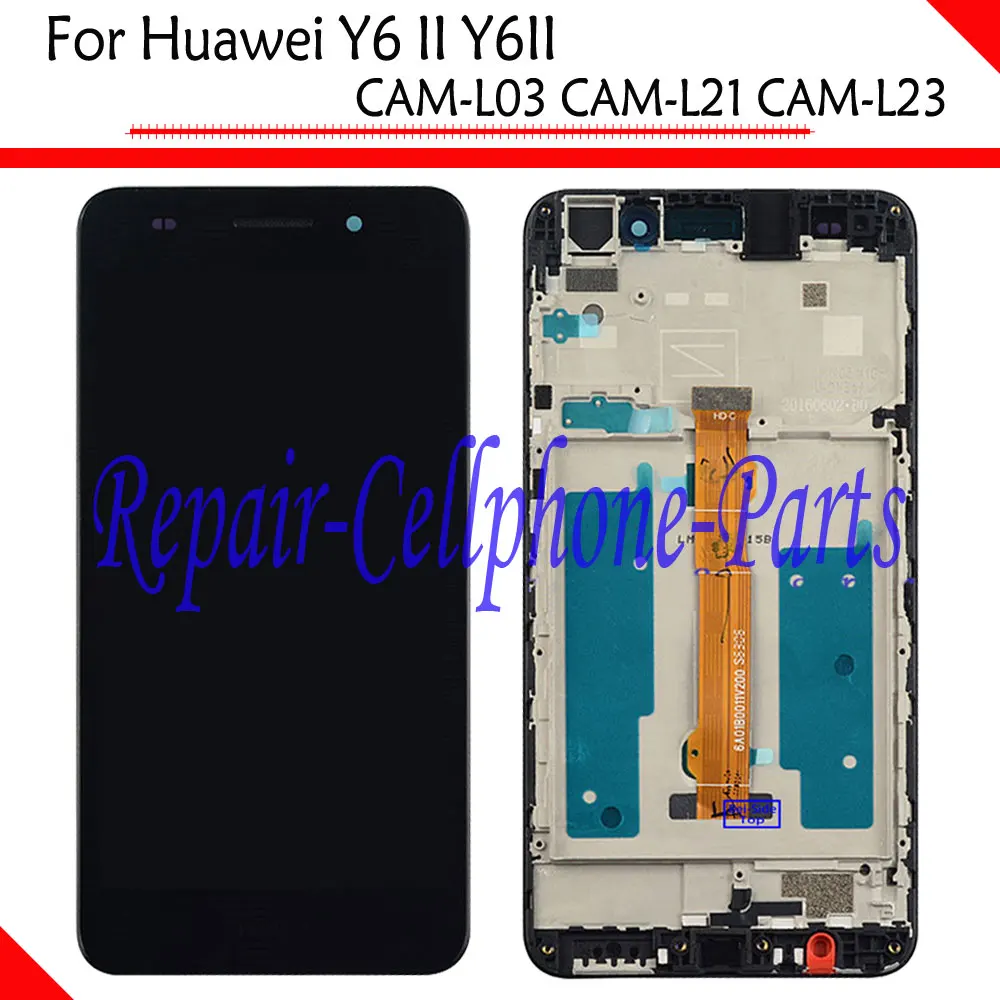 New Black Full LCD DIsplay + Touch Screen Digitizer Frame Cover Assembly For Huawei Y6 II Y6II CAM-L03 CAM-L21 CAM-L23 | Мобильные