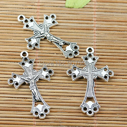

18pcs tibetan silver tone crucifix charms EF1963