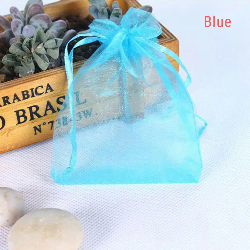 light blue Kejialai 7x9 10x12 10x15 13x18 см 50 шт. 17 цветов сумка для ювелирных изделий свадебный подарок мешочек из органзы для ювелирных изделий упаковка для ювелирных изделий - Цвет: light blue