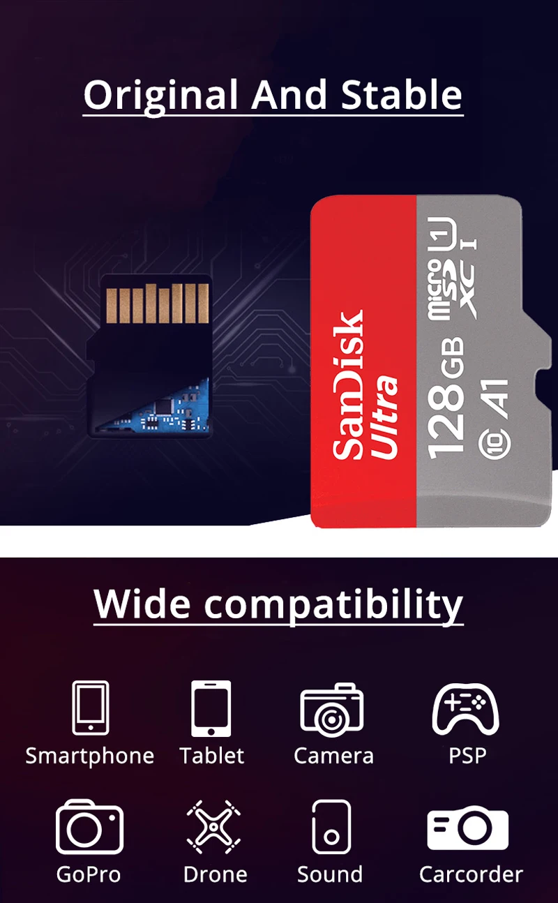 Карта памяти SanDisk MicroSD 32 Гб карта флэш-памяти 64 Гб TF карта 128 ГБ SDHC SDXC 16 Гб UHS-I A1 U1 C10 cartao de memoria с адаптером SD