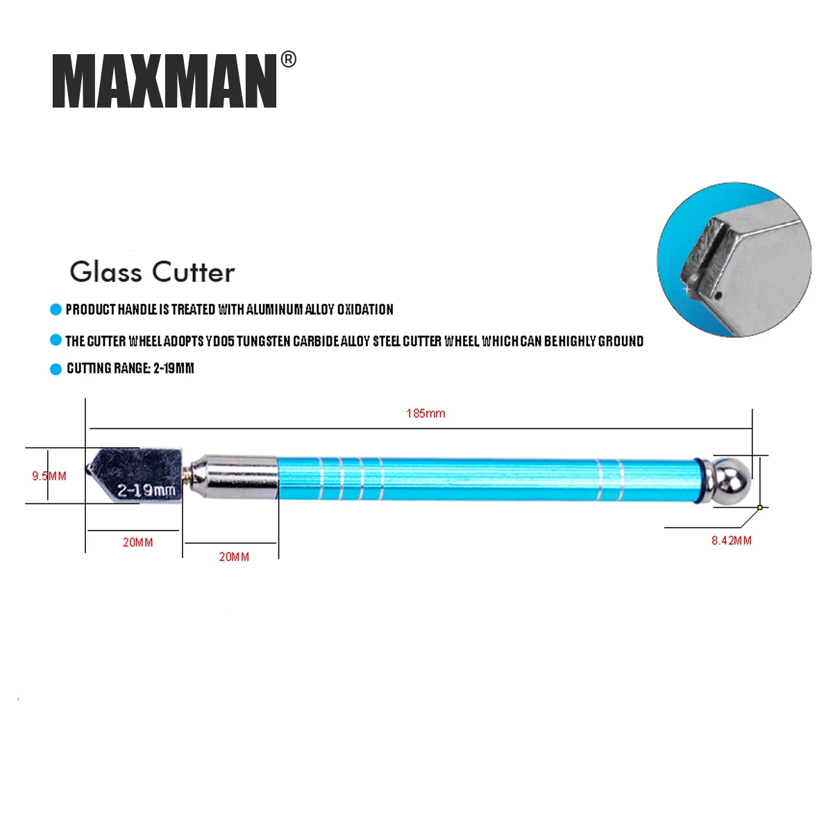 Резец для стекла MAXMAN 2 19 мм острый нож лезвие колеса инструмент резки и алмазов из