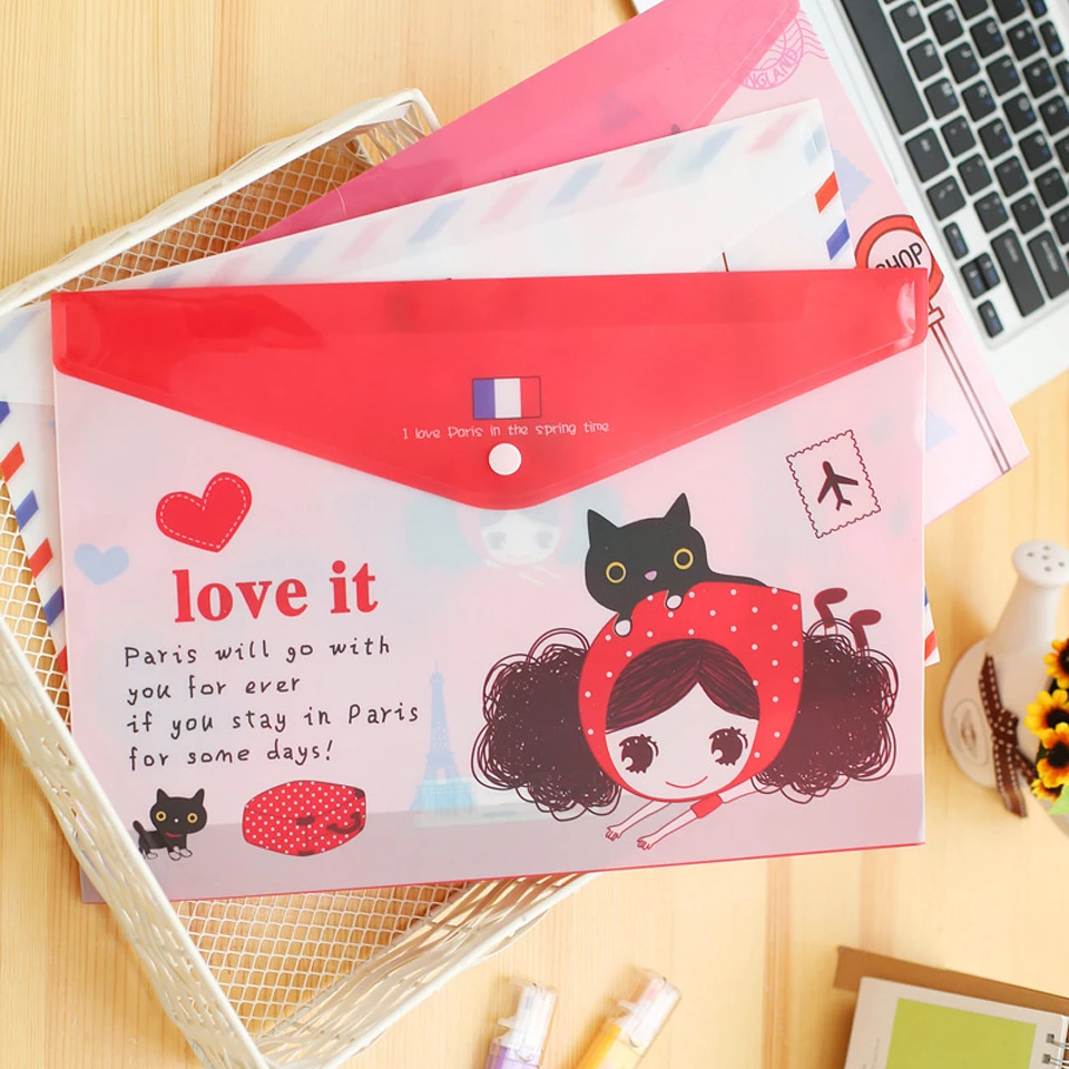 А4 Кнопка ПВХ цветная печать прозрачная Водонепроницаемая Переносная папка