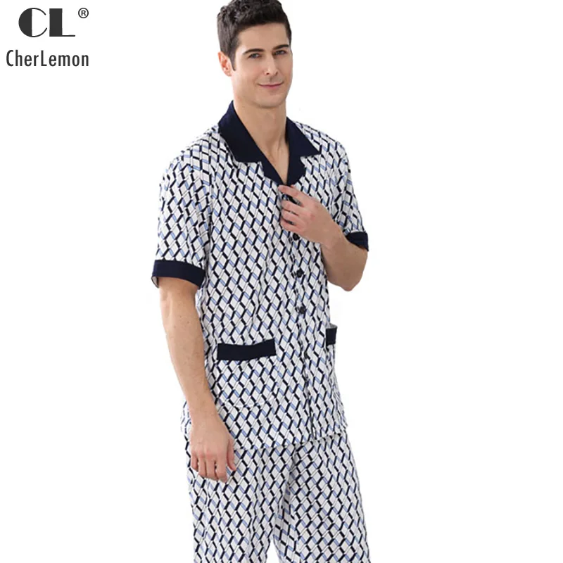 CherLemon новые мужские летние трикотажные Хлопковые пижамы короткий рукав