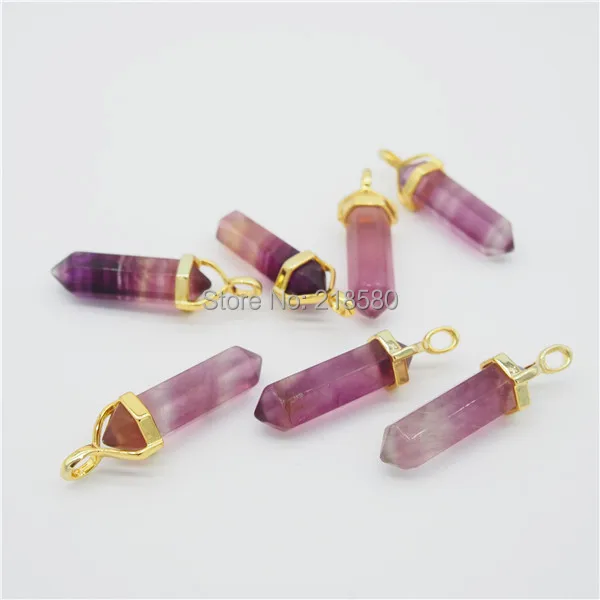 P15042311 фиолетовый флюорит с двойным концом искусственная подвеска-карандаш