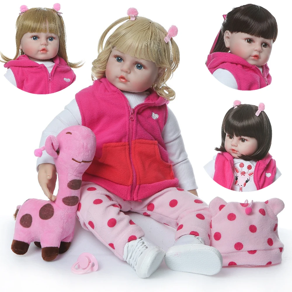 

Boneca Reborn Girl Силиконовые куклы игрушки 48 см bebe Кукла reborn с жирафом плюшевые разные стили волос на выбор reborn babies