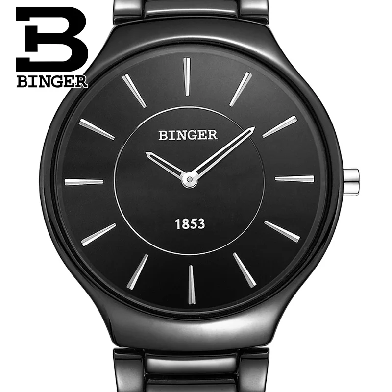 Big BW-Promotion Switzerland Binger Космические керамические кварцевые часы пара мода влюбленных стиль люксовый бренд водонепроницаемые наручные часы B8006 - Цвет: Big BW-Promotion