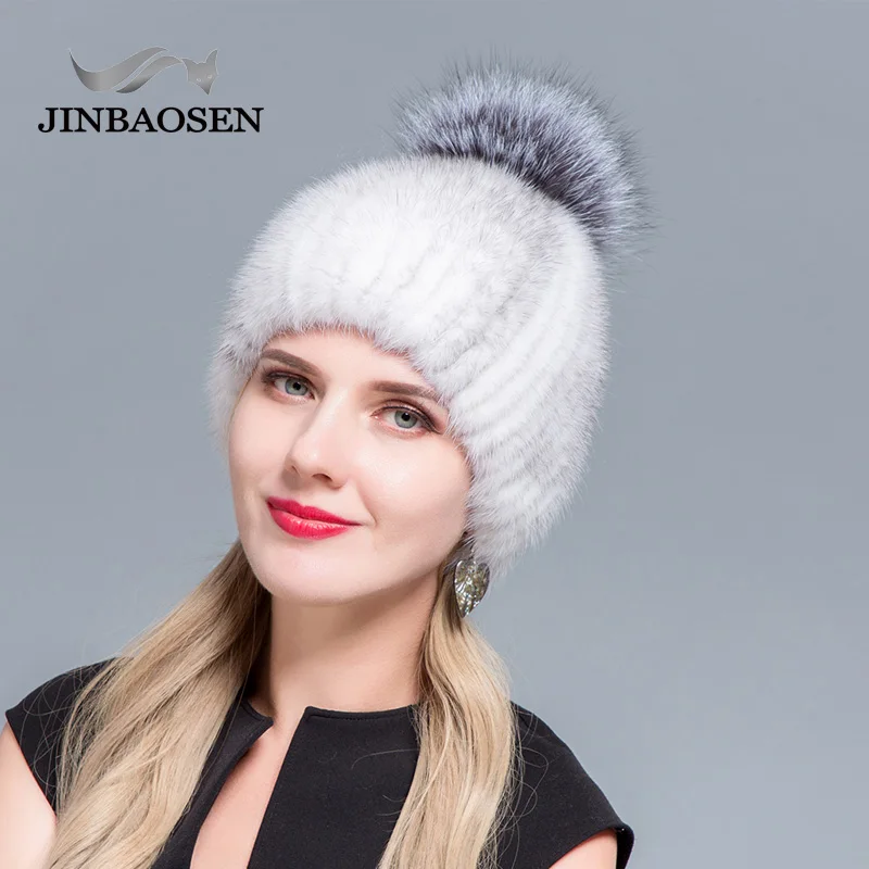 Женские меховые шапки JINBAOSEN новая зимняя меховая шапка из натуральной норки с