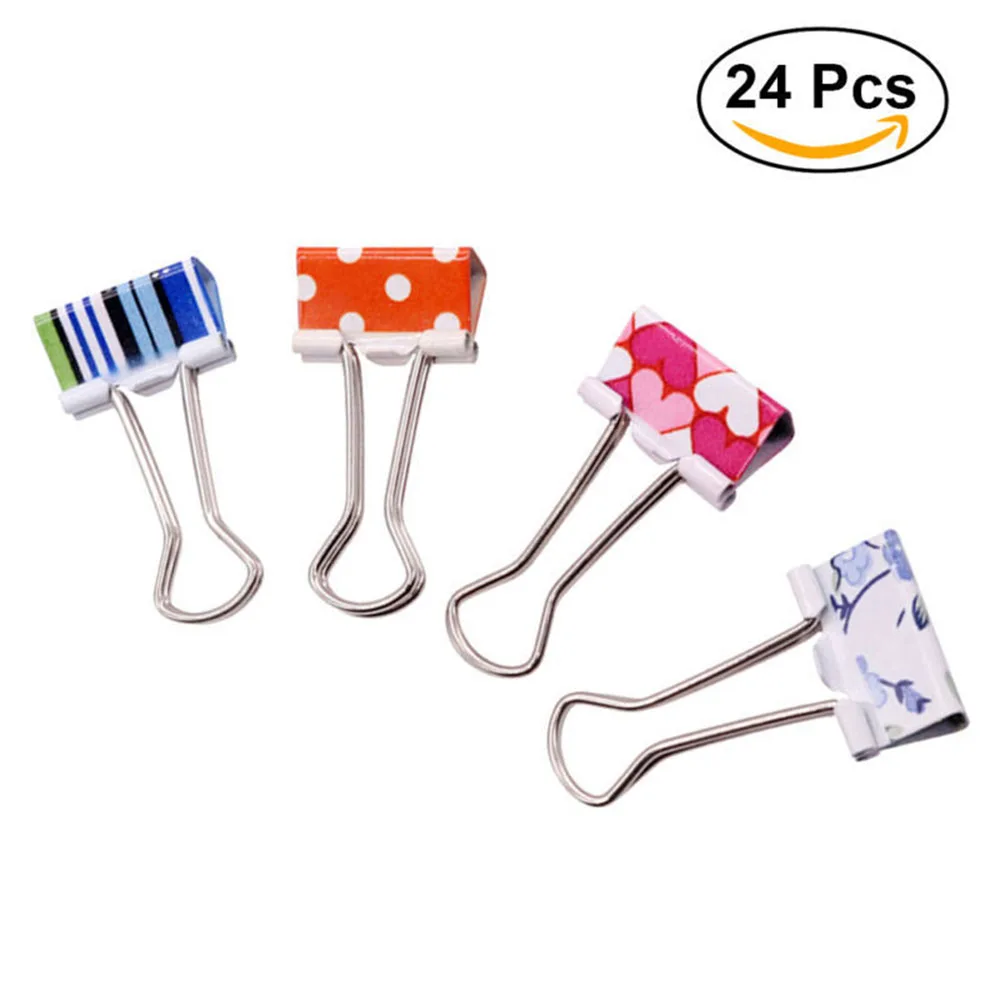 24 шт./компл. Симпатичные Цветные Цветочные металлические зажимы для бумаг зажим