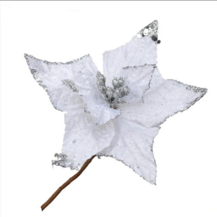 k 10 шт./лот,, рождественские, 15 см искусственные цветы, блестящие, Poinsettia, украшения для дома, фестивали, Рождественские елки, вечерние украшения, принадлежности - Цвет: k