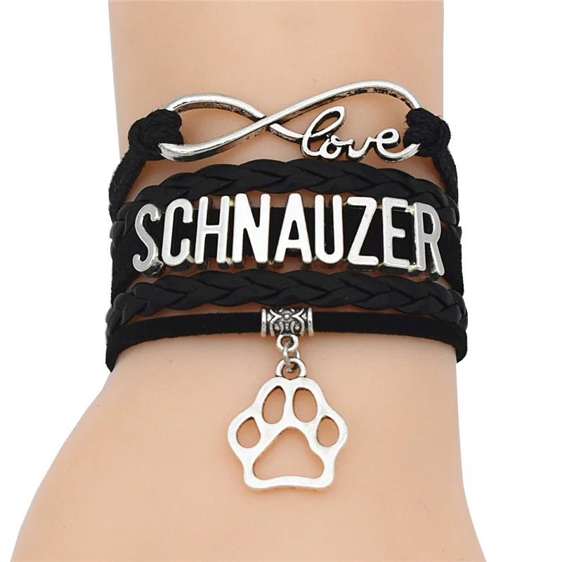 Модный антикварный кулон бесконечности Love SCHNAUZER для собак амулет лапа кожаный