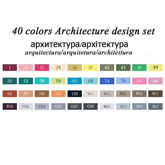 40 architectural TOUCHNEW 30/40/60/80 цветов художественные маркеры на спиртовой основе рисунок набор манга двуглавый - Цвет: 40 architectural