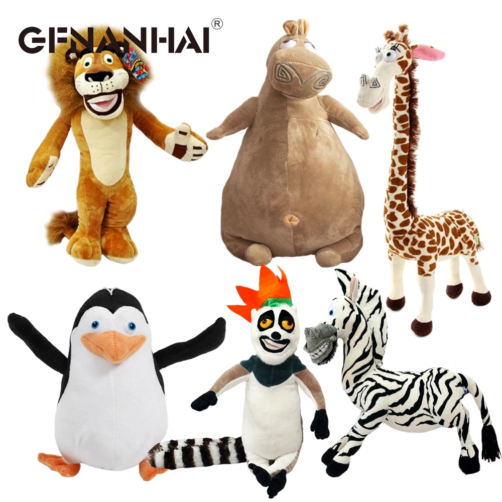 Фото 1 шт. 20 35 см 6 видов мадагаскарская плюшевая игрушка мягкие куклы животные жираф