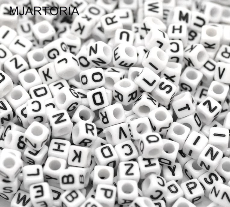 500pcs 6x6mm Mixed Letter Beads Square Alphabet Acrylic DIY Jewelry Making For Bracelet Necklace Accessories | Украшения и