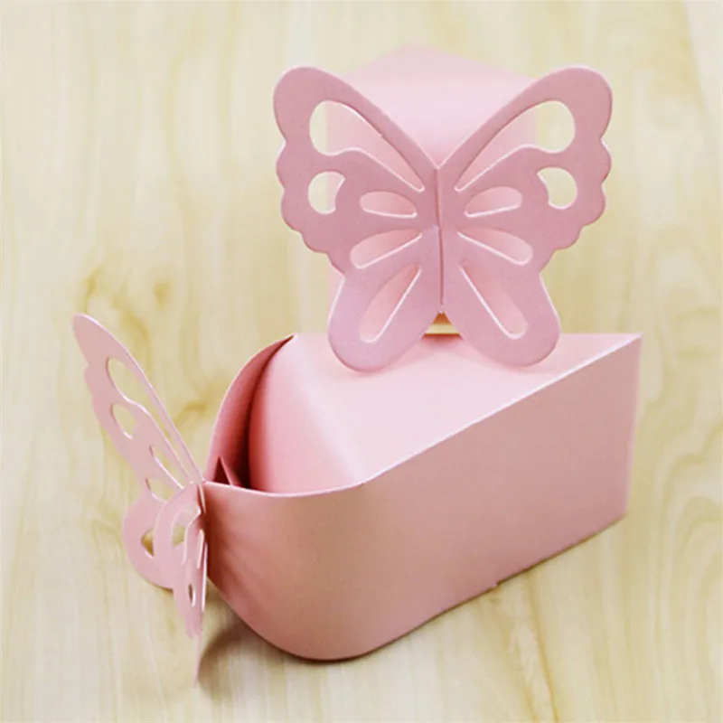 pink butterfly 50 шт. подарочные коробки для конфет с бабочкой в стиле шоколадного торта для свадебной вечеринки, Подарочная коробка для вечеринки - Цвет: pink butterfly