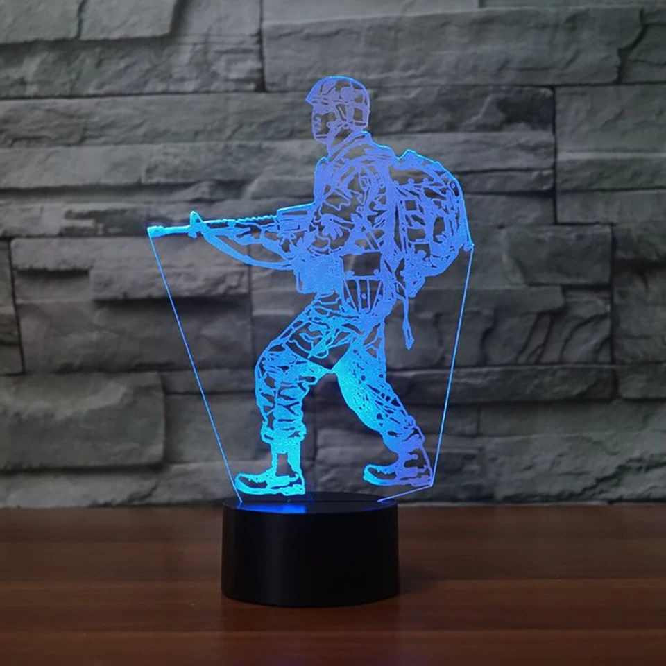 3D визуальный светодиодный ночной Светильник беговые воин Usb Спальня ночники 7