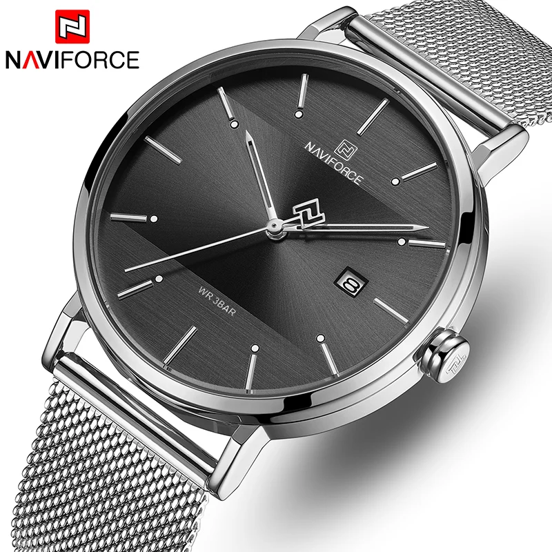 Часы NAVIFORCE Мужские кварцевые модные повседневные водонепроницаемые из