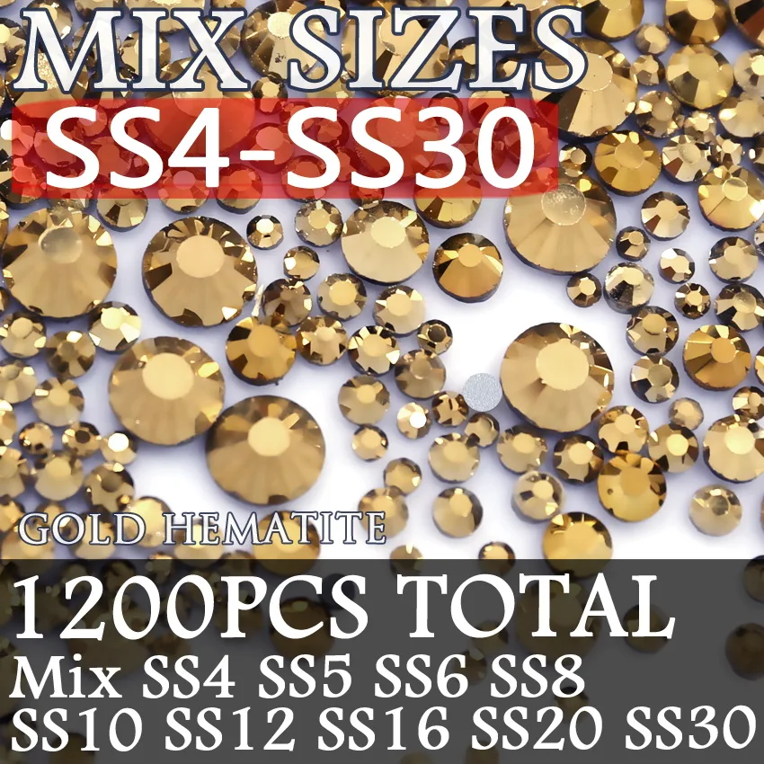 MIX SIZES SS4toSS30 Смешанные размеры, SS3-SS30, золотые стразы Aurum для ногтей, художественные блестки, дизайн, не Горячая фиксация, кристалл страз, чтобы приклеить Блестки для ногтей - Цвет: MIX SIZES SS4toSS30