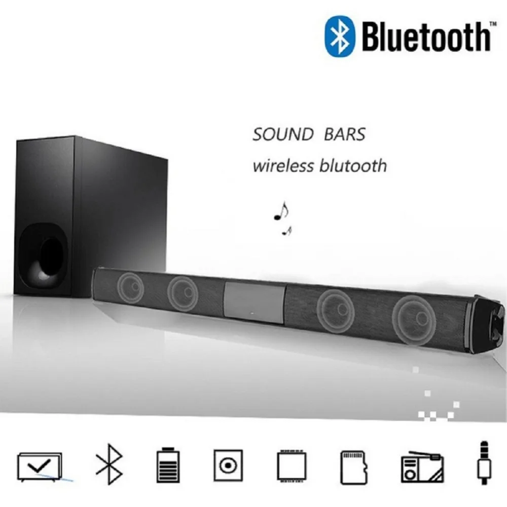 20 Вт ТВ Колонка Беспроводная Bluetooth Портативная колонка бас Саундбар сабвуфер с