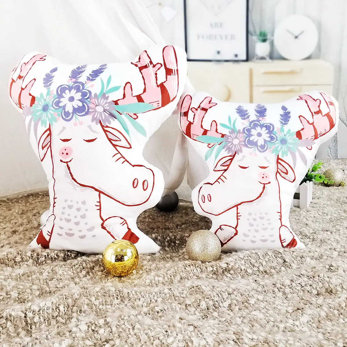 small deer Ins декор комнаты милые подушки украшение «Олень» узор хлопок плюшевые подушки Ежик подушки детские игрушки подарок - Цвет: small deer