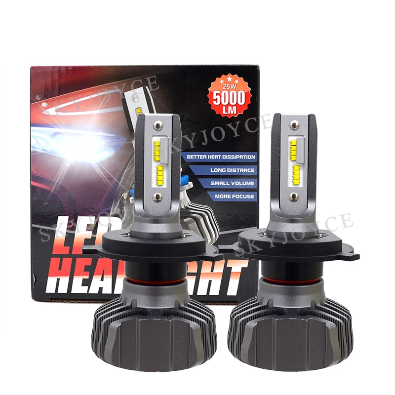 12V 24V авто фары лампы H4 H7 H11 9005 9006 50 Вт 10000LM зэс светодиодный чипы мини Размеры Водонепроницаемый 6500K H7 H11 светодиодный фары комплект
