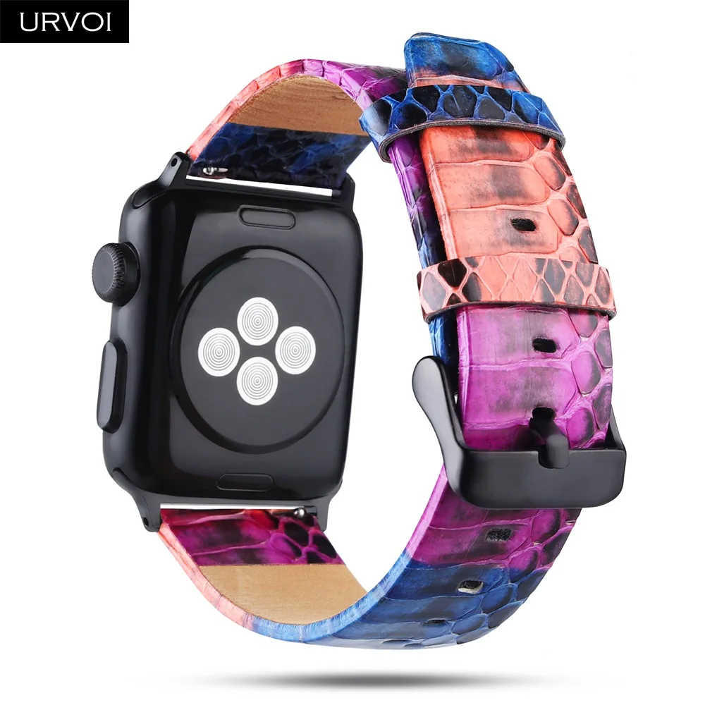 URVOI ремешок для наручных часов Apple Watch series 5/4/3/2/1 класса люкс из натуральной кожи питона матовый ремешок для наручных часов iWatch, Дикий Стиль прочная пряжка