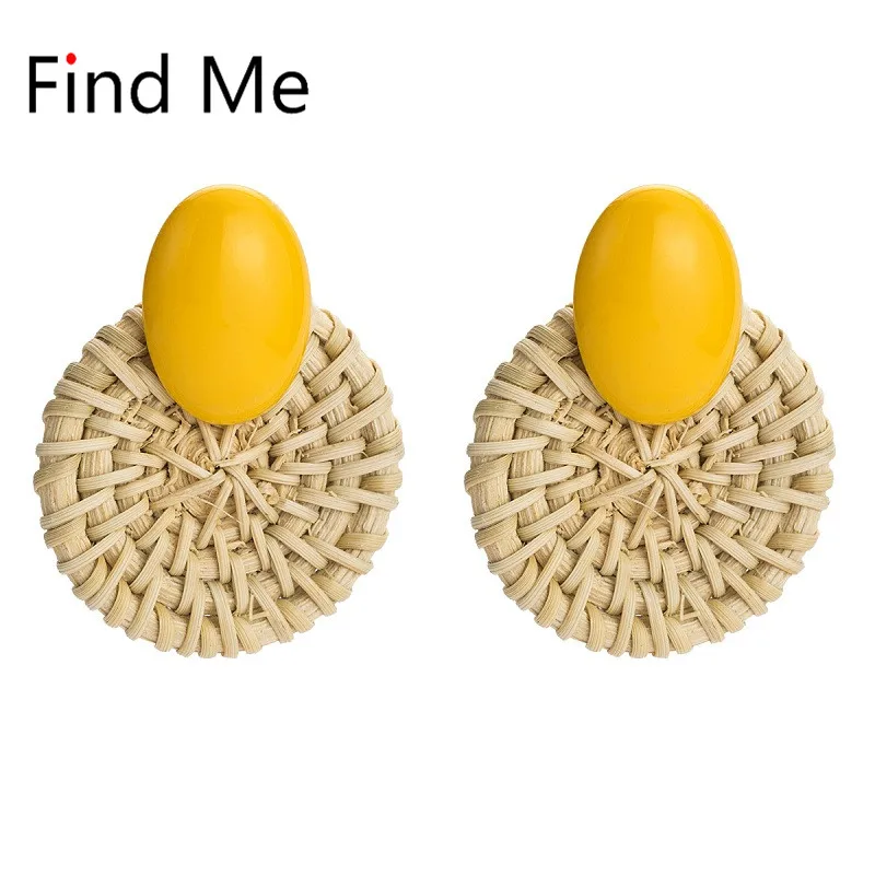 Женские серьги подвески из ротанга Find Me Многослойные Круглые в стиле бохо