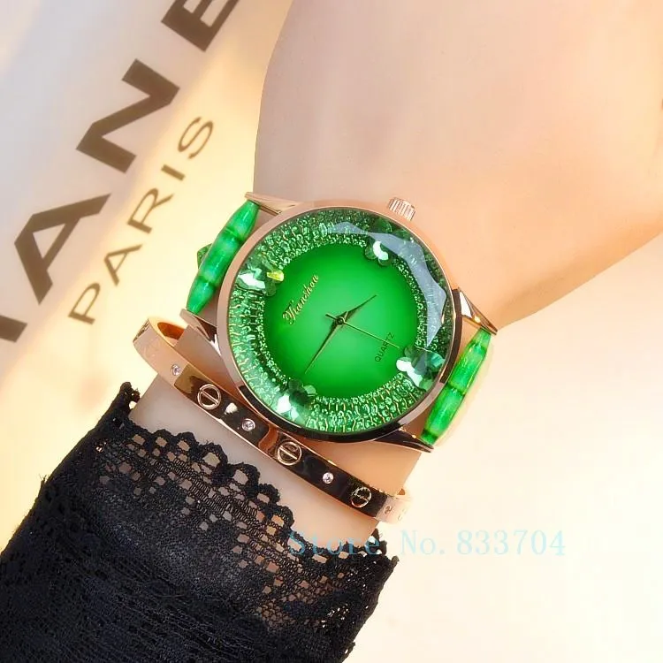 Роскошные Алмазов Женские Часы Большой Циферблат часы Натуральной Кожи Дамы