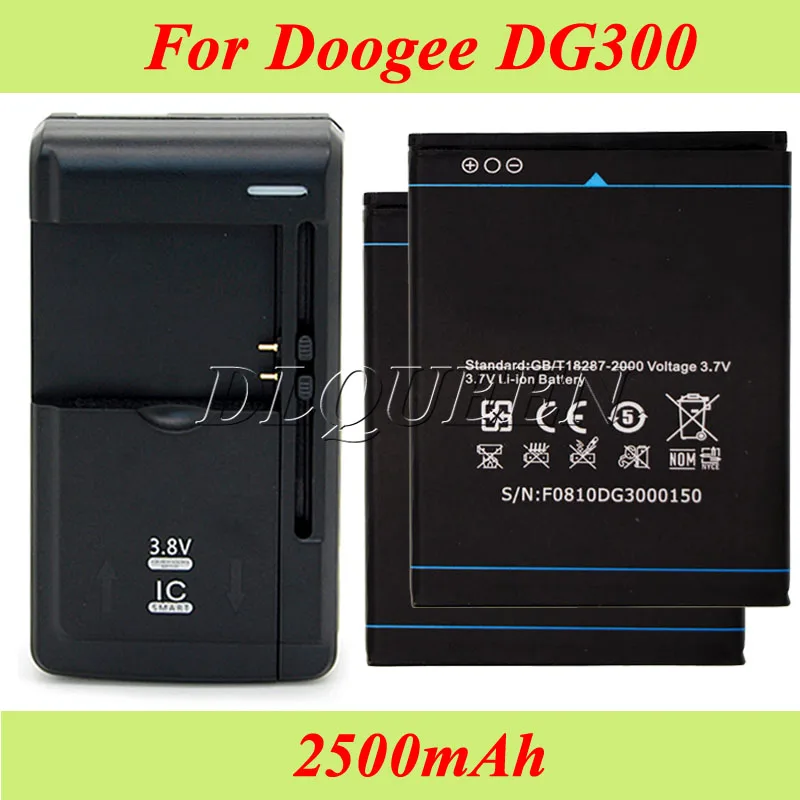1 лот = шт. Универсальное зарядное устройство + 2 2500 мАч для Doogee DG300 батарея AKKU