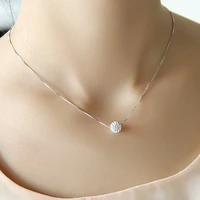 s925 pure silver necklace female short design crystal shambhala ball chain elegant brief anti allergic