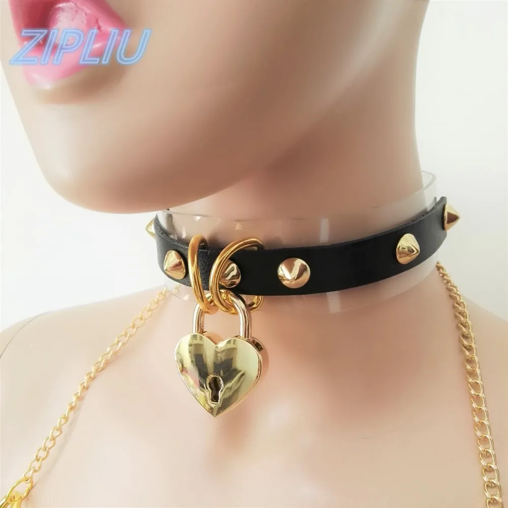 Модный кожаный чокер в стиле Харадзюку ручной работы с заклепками форме сердца