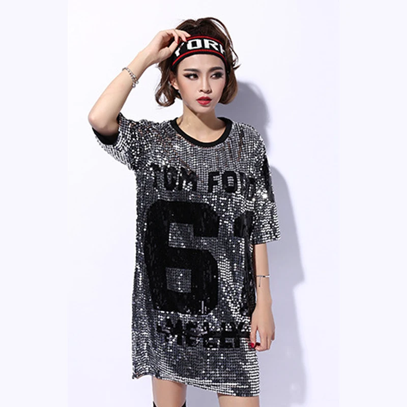 2017 новая личность улица Английский алфавит 61 блестки футболка юбка длинные