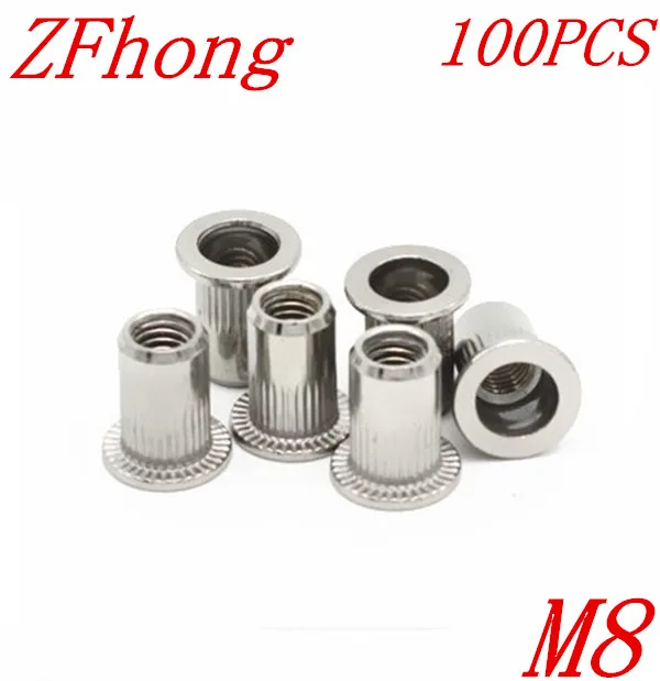 

100pcs M8 Metric thread 304 Stainless Steel Rivet Nut Rivnut Inserts Nut