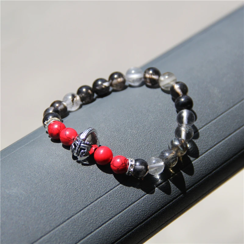 Натуральная бирюза черный браслет из ониксовых бусин для мужчин рыцарь Спартан