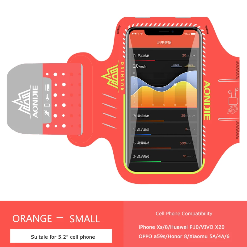Orange S Size AONIJIE нарукавная сумка для мобильного телефона, нарукавная Повязка для занятий спортом, бега, водонепроницаемый чехол для бега, держатель для фитнеса, тренажерного зала A892S - Цвет: Orange S Size