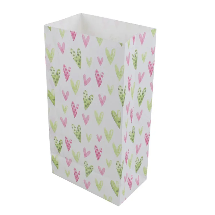 Rose green love Zilue 50 шт./лот, крафт-бумажный пакет, разноцветный, без ручки, Подарочная посылка, для походов в лагерь, вечерние, бумажный пакет, упаковка для еды, 23 см X 12 см X 7,5 см - Цвет: Rose green love
