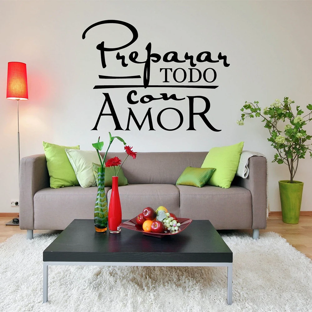 Preparar Todo Con Amor Наклейка на стену цитата испанские Виниловые наклейки для спальни