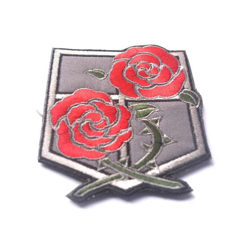 Embroidery Rose Атака на Титанов 3D ПВХ Боевая Нашивка Крылья Свободы Роза лошадь меч Военная нарукавная нашивка резиновые значки тактические нашивки с вышивкой - Цвет: Embroidery Rose