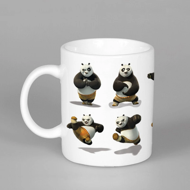 New Year Gifts For Children Kung Fu Moves Printing Coffee Mugs and Cups With Panda Emoticons Products | Дом и сад