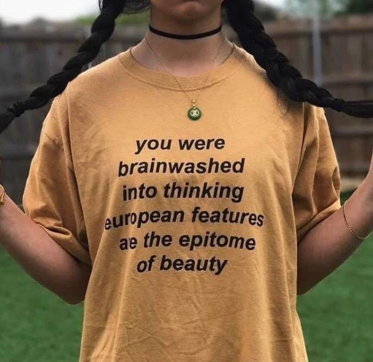 

Starqueen-JBH вы были промыты мозгами в мышлении европейские особенности являются воплощением красоты футболка с цитатами Tumblr Мода тройник