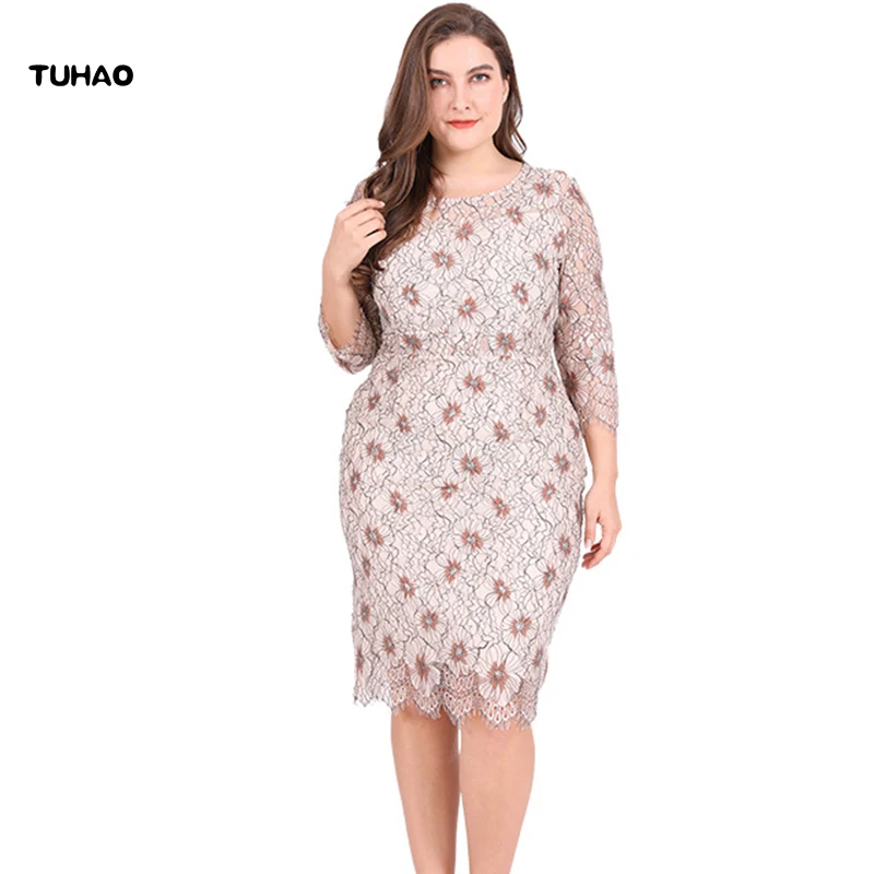 Женское кружевное платье карандаш TUHAO милое элегантное офисное с вырезами модель