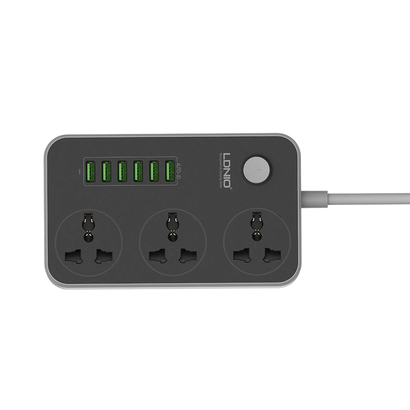 LDNIO 3 розетки комбо 6USB универсальная настольная зарядка розетка 10А Номинальный