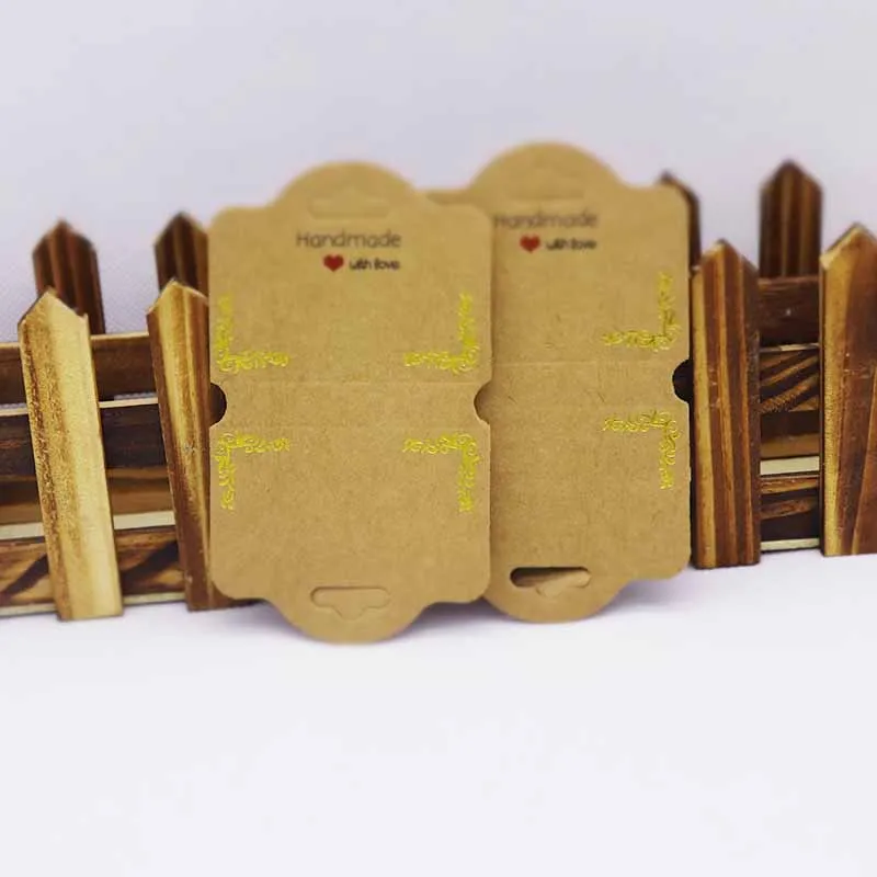 7x12 cm kraft card 100 шт./лот, Золотая фольга, серьги, ожерелье, бирка, карта, сделай сам, ручная работа, браслет с любовью, украшение для волос, посылка, бирка для демонстрации - Цвет: 7x12 cm kraft card