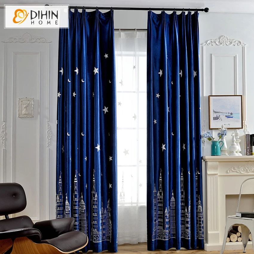 Детские занавески с мультяшным принтом замка для гостиной затемняющие