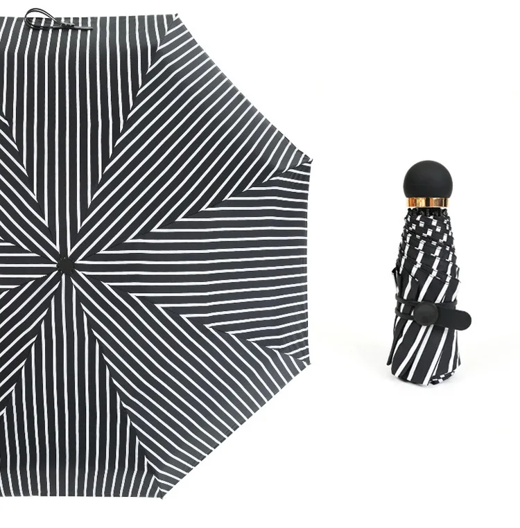 Light grey stripe Креативный карманный мини-зонт, пятискладной, неавтоматический, в полоску, 8 костей, унисекс, зонт, дождь, для женщин и мужчин, в солнечную и дождливую погоду - Цвет: Light grey stripe