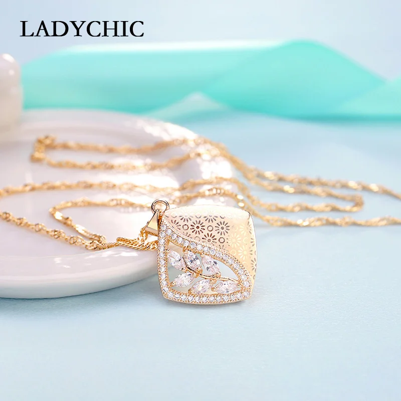 Женское Ожерелье в форме листа оливы LADYCHIC ожерелье с кристаллами из циркония
