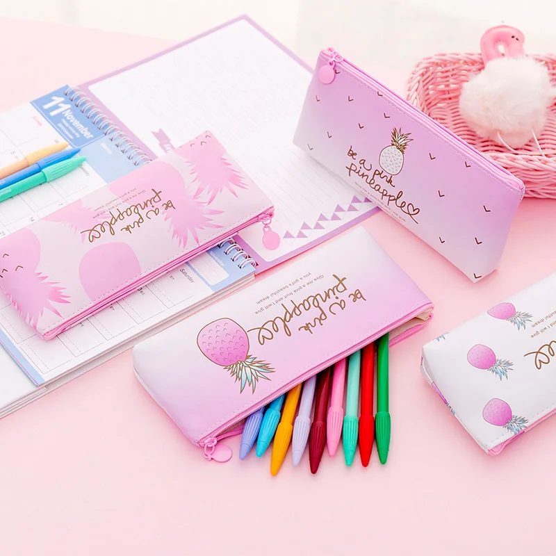 Kawaii пенал милый ананас школьный чехол карандаш для ручка девочек сумка
