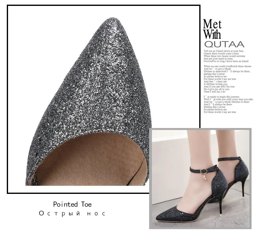 QUTAA/ свадебные туфли; женские туфли-лодочки; модные пикантные женские туфли с острым носком на высоком тонком каблуке; женские туфли-лодочки с пряжкой; размеры 34-43