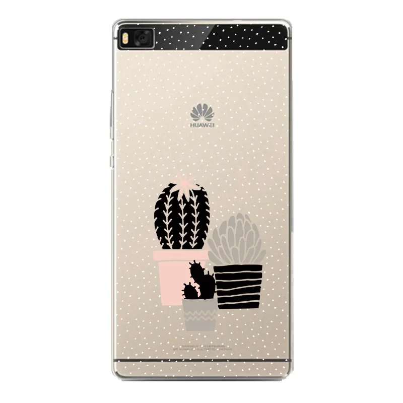 Мягкий прозрачный чехол для телефона из ТПУ с изображением кактуса huawei P10plus P8 P9lite